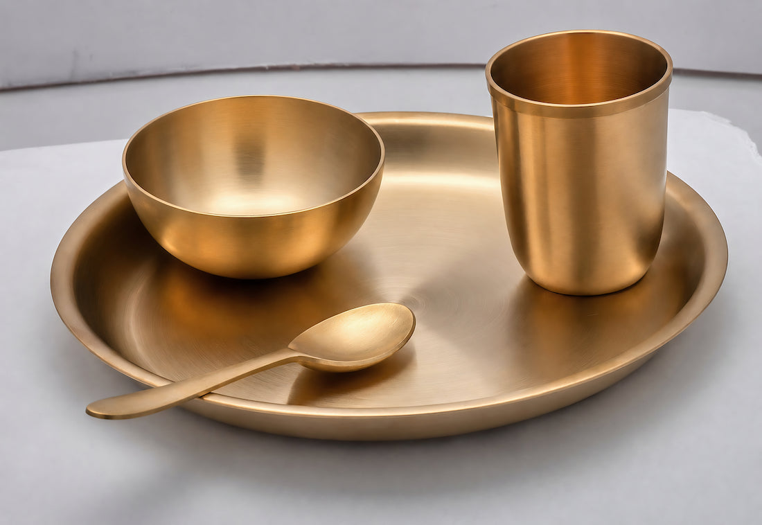 Pure Kansa Kids Dining Set 7.9 inch Thali Set of 4